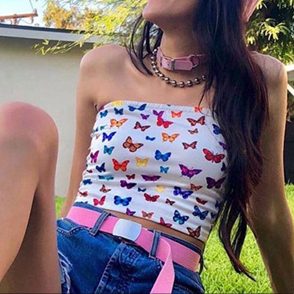 🦋 colorful butterfly crop tube top 🦋 - Picture 2 of 2